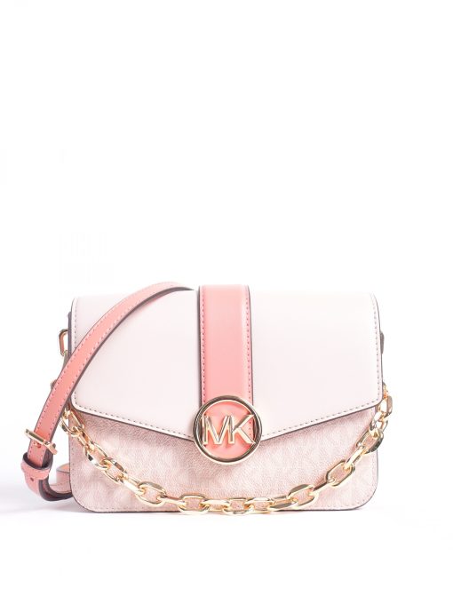 Michael Kors Carmen Medium Flap Satchel Crossbody Sherbert MK Pink