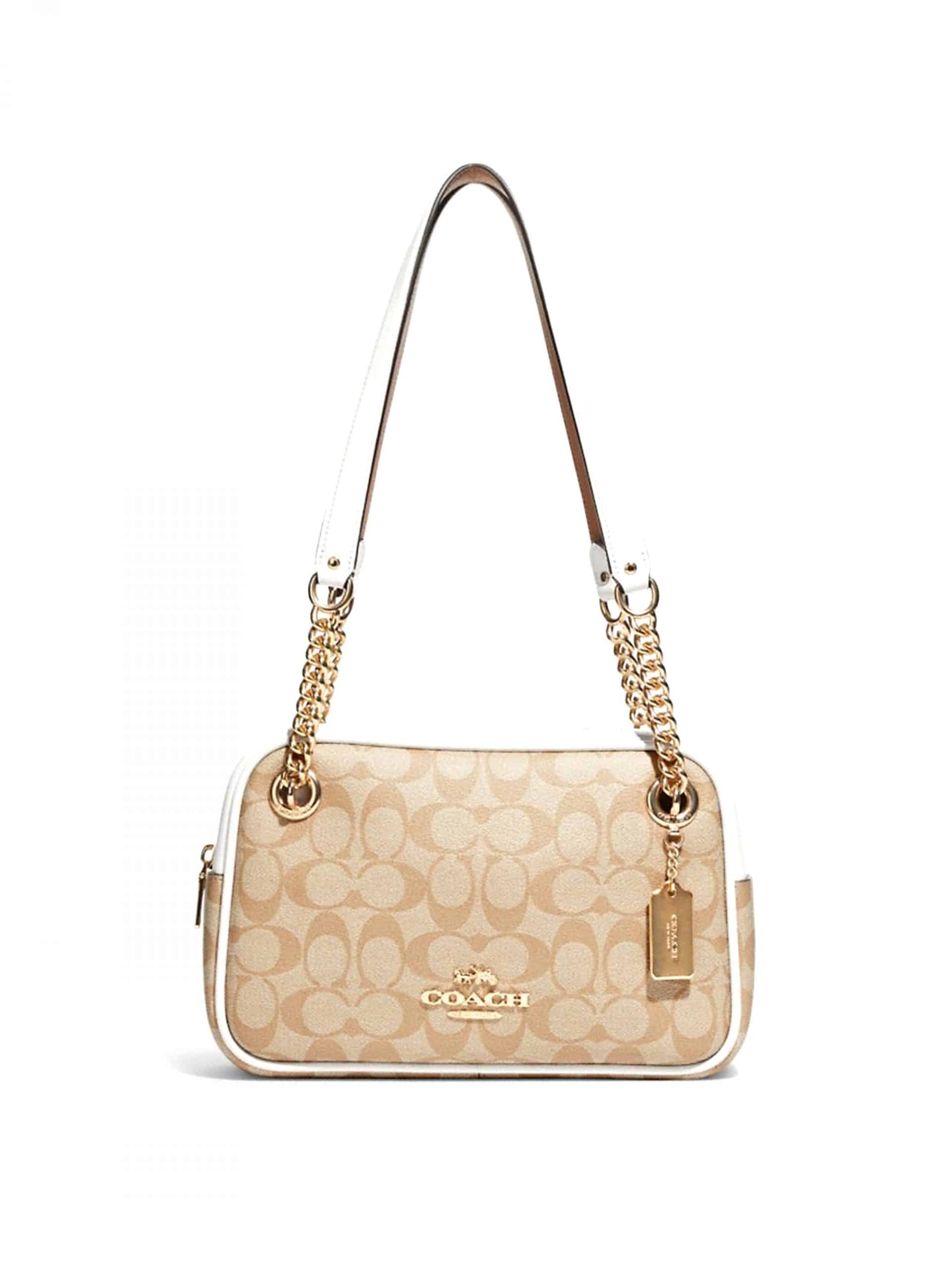 Coach Cammie Chain Shoulder Bag Signature Light Khaki Chalk Averand