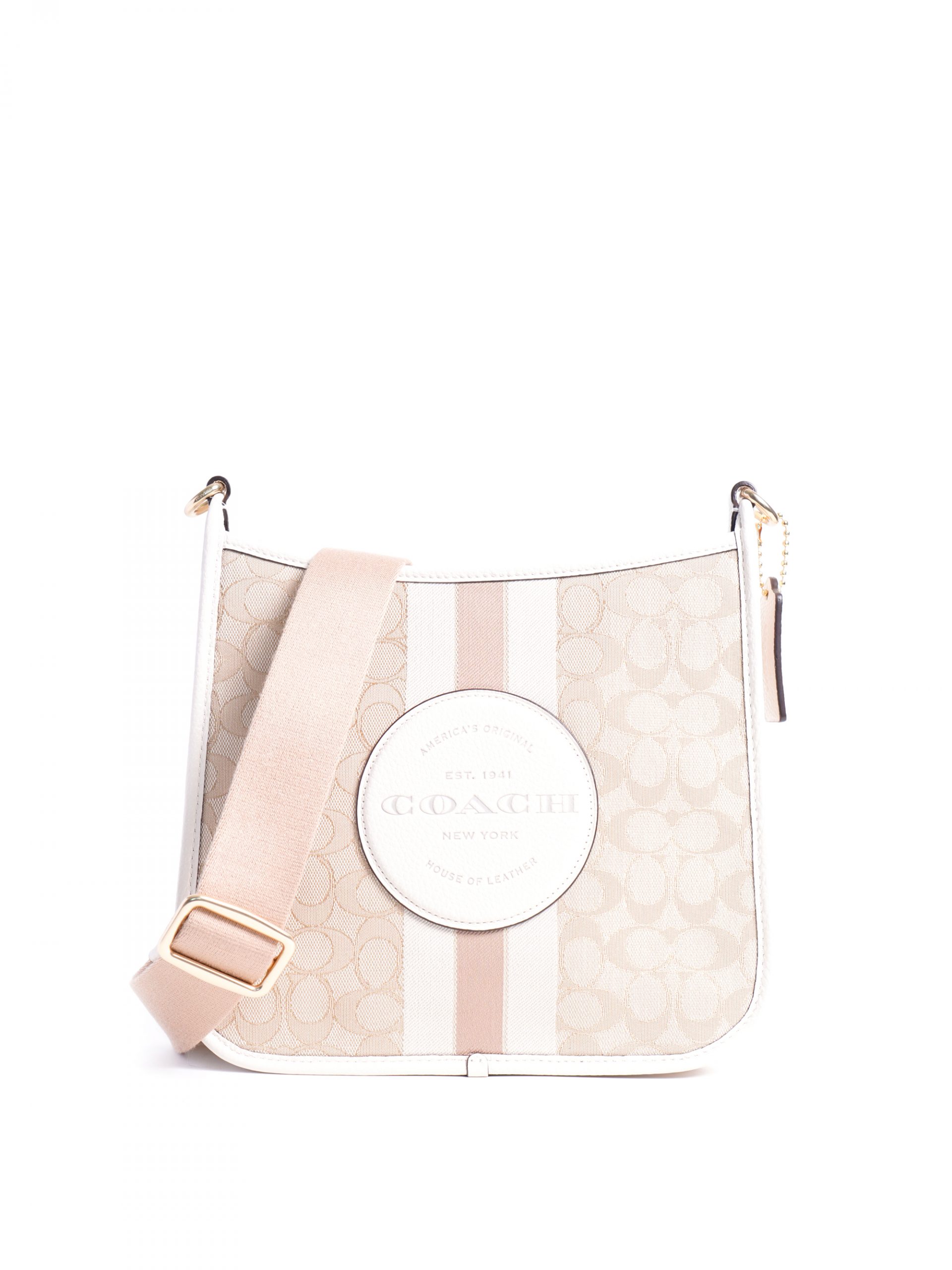 Ca195 Coach Signature Jacquard Stripe Zip File Bag Coach Dempsey