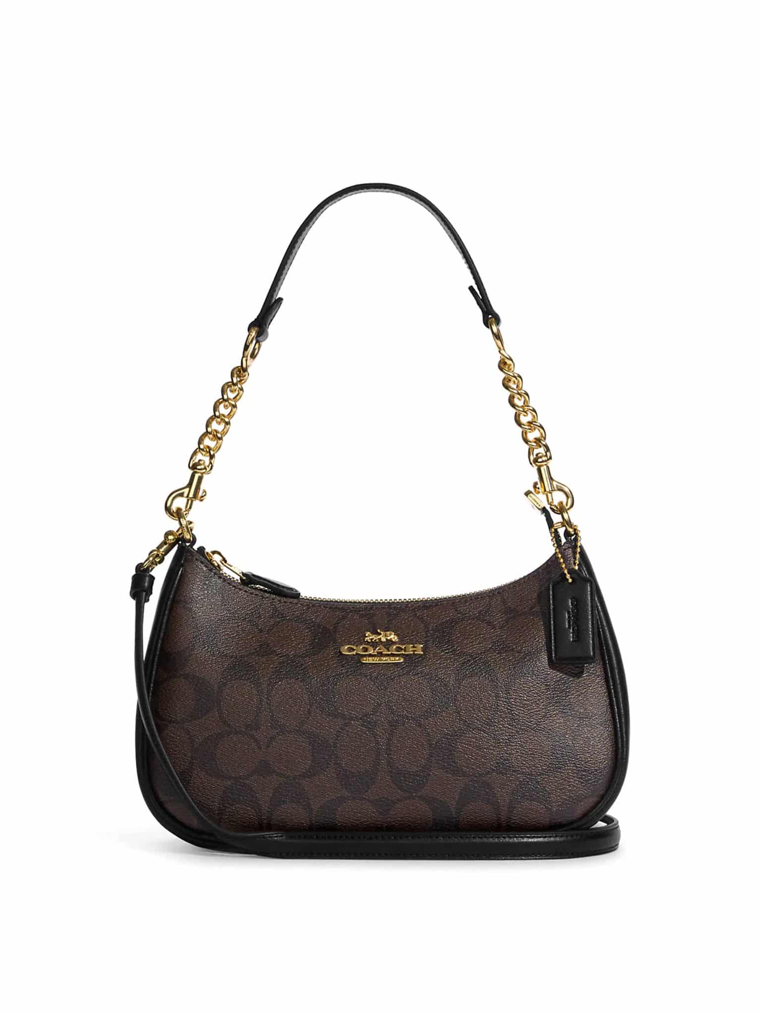 Coach Teri Shoulder Bag Signature Brown Black Averand
