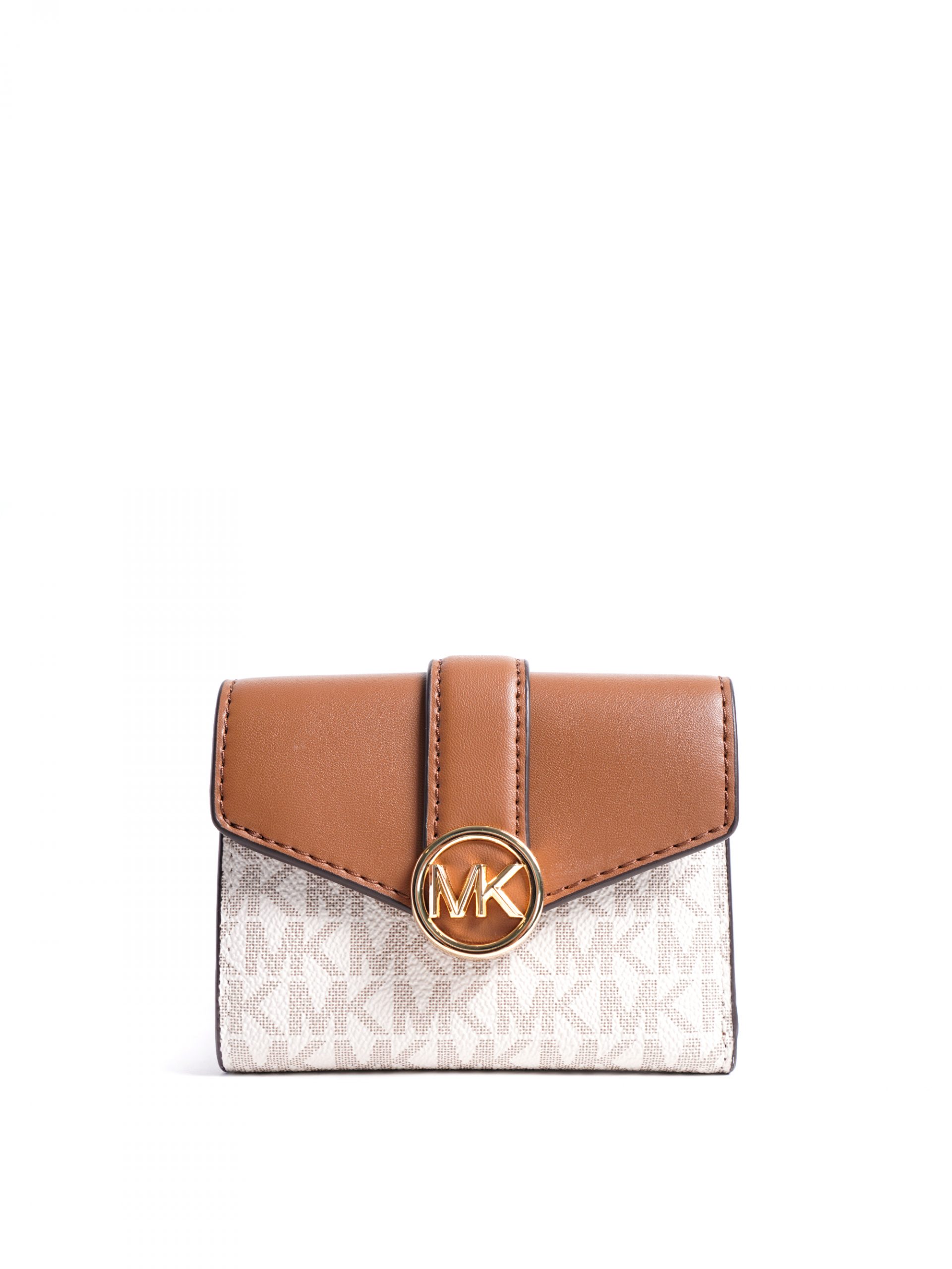 Michael Kors Carmen Medium Flap Bifold Wallet Signature Vanilla