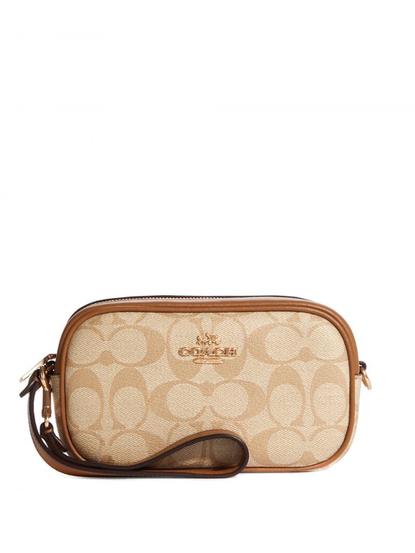 Coach Jamie Wristlet Signature Khaki Light Saddle Averand