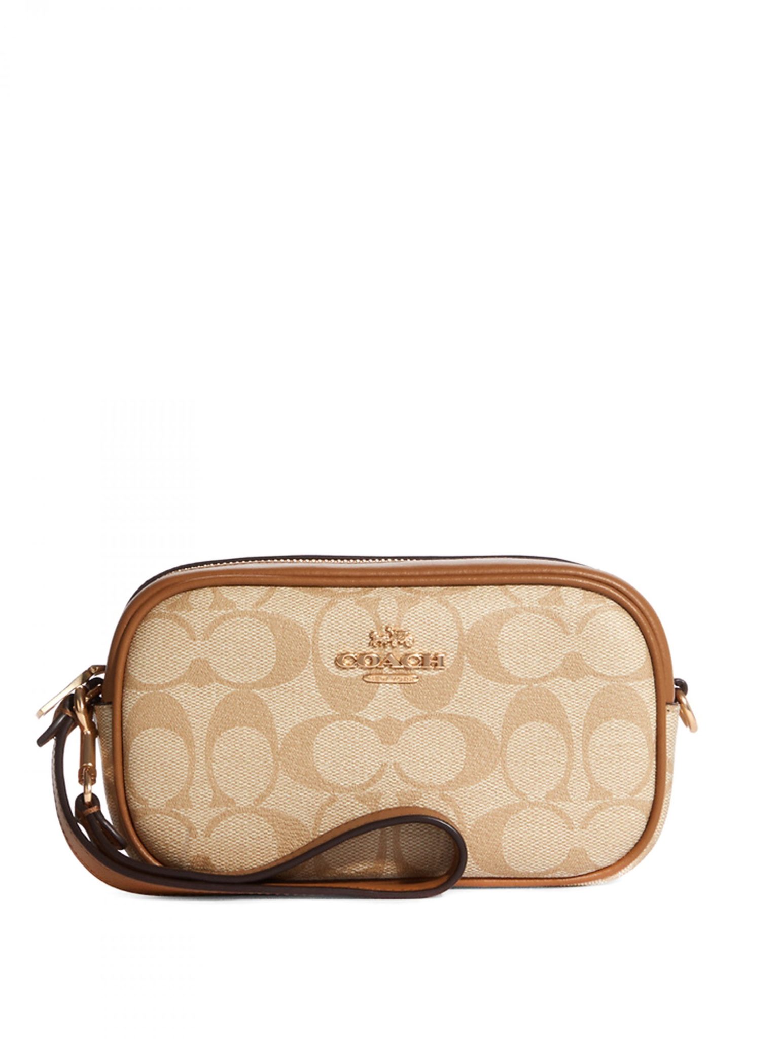 Coach Jamie Wristlet Signature Khaki Light Saddle Averand