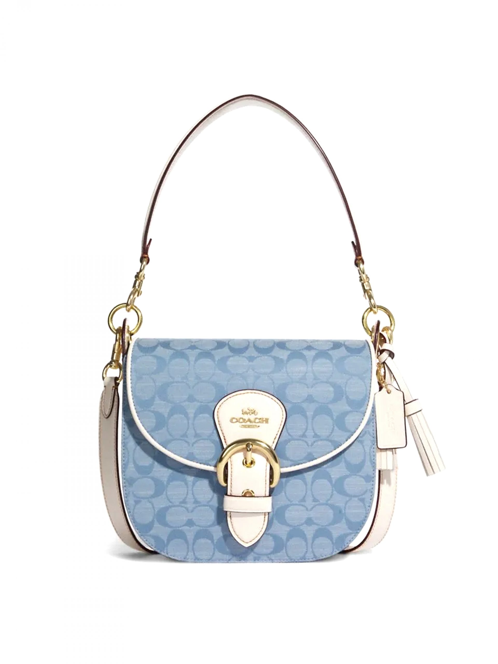 Coach Kleo Shoulder Bag 23 Signature Chambray Light Denim Chalk Averand