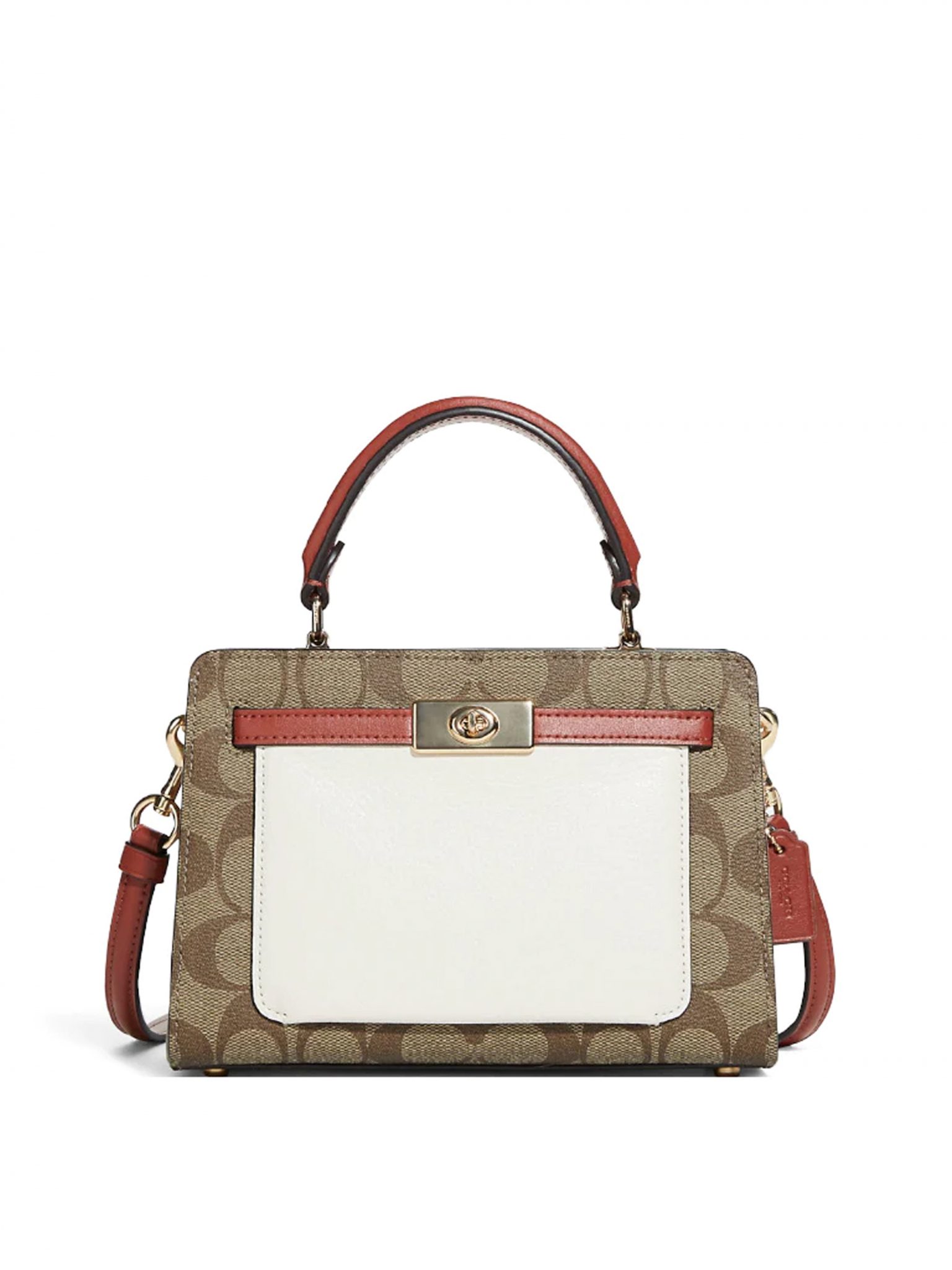 Coach Mini Lane Top Handle Blocked Signature Khaki Chalk Multi Averand