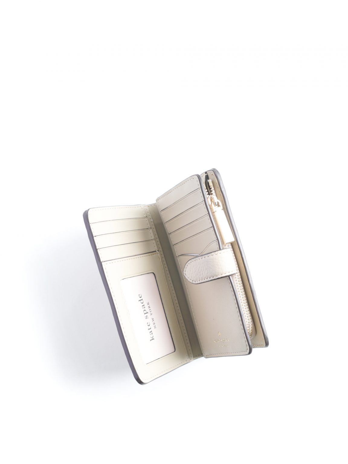 Kate Spade Leila Medium Compact Bifold Wallet Colorblock Light Sand