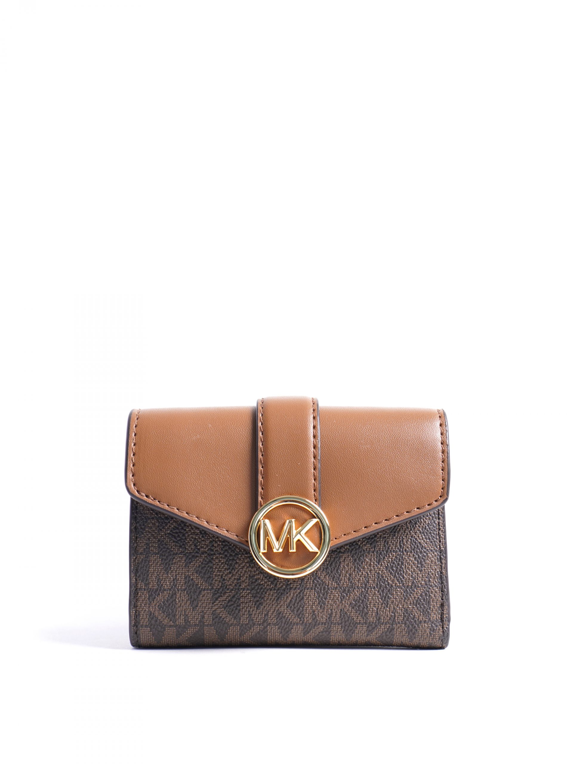 Michael Kors Carmen Medium Flap Bifold Wallet in Signature Brown