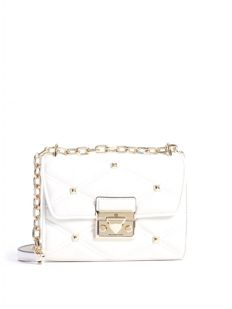 Michael Kors Serena Small Flap Shoulder Bag Studs Optic White Averand