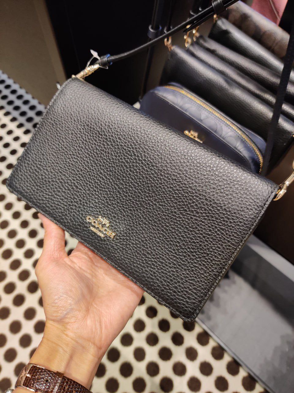 Coach Anna Foldover Crossbody Clutch Black