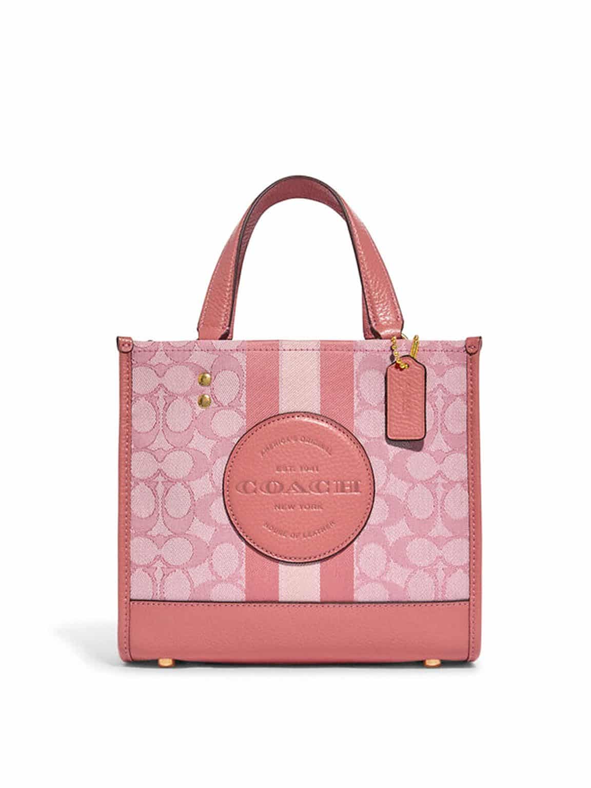 Coach Dempsey Tote 22 Stripe And Coach Patch Signature Taffy Multi ETA