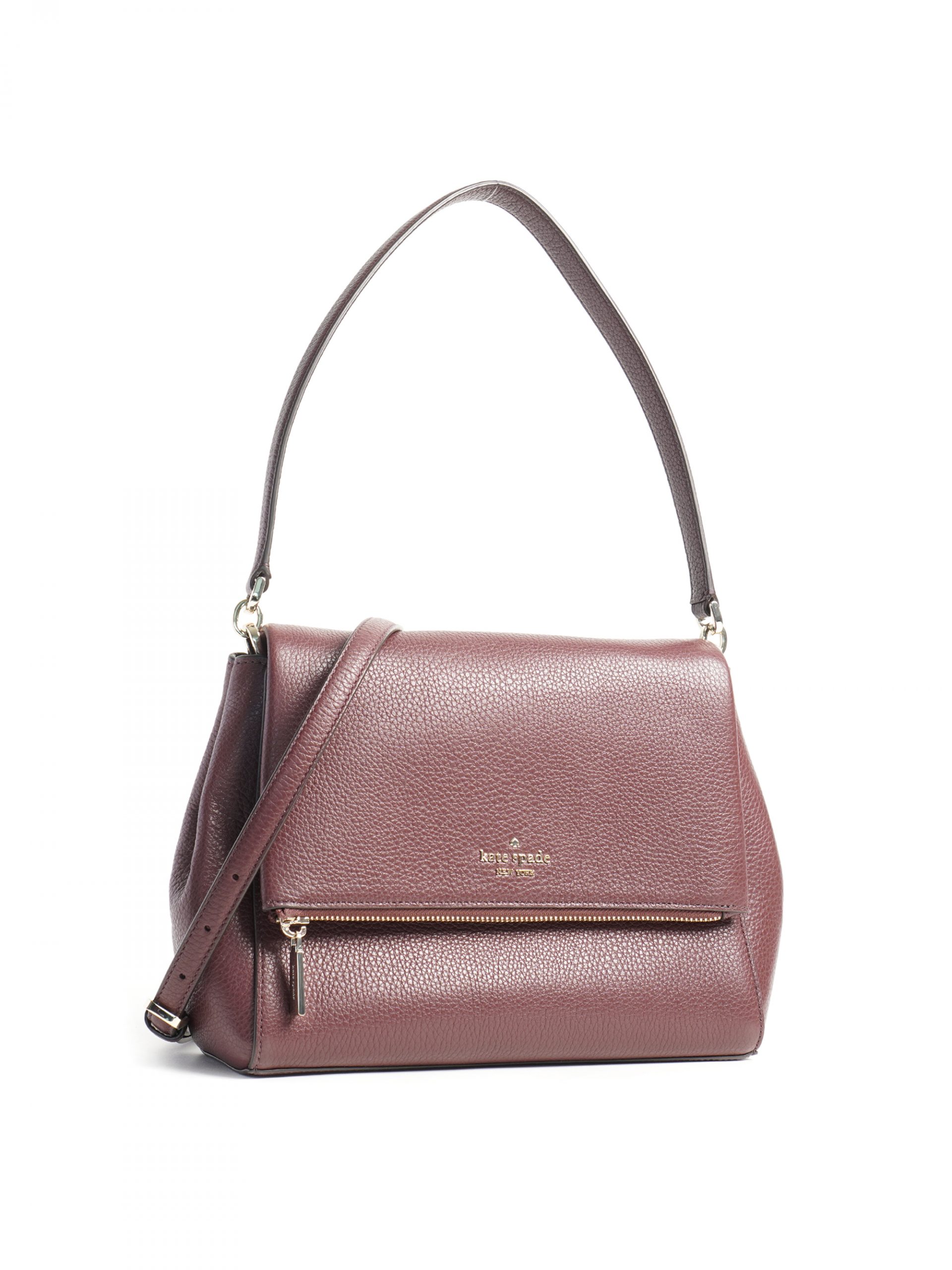 Kate Spade Leila Medium Pebbled Leather Flap Shoulder Bag In Cherrywood:  Handbags