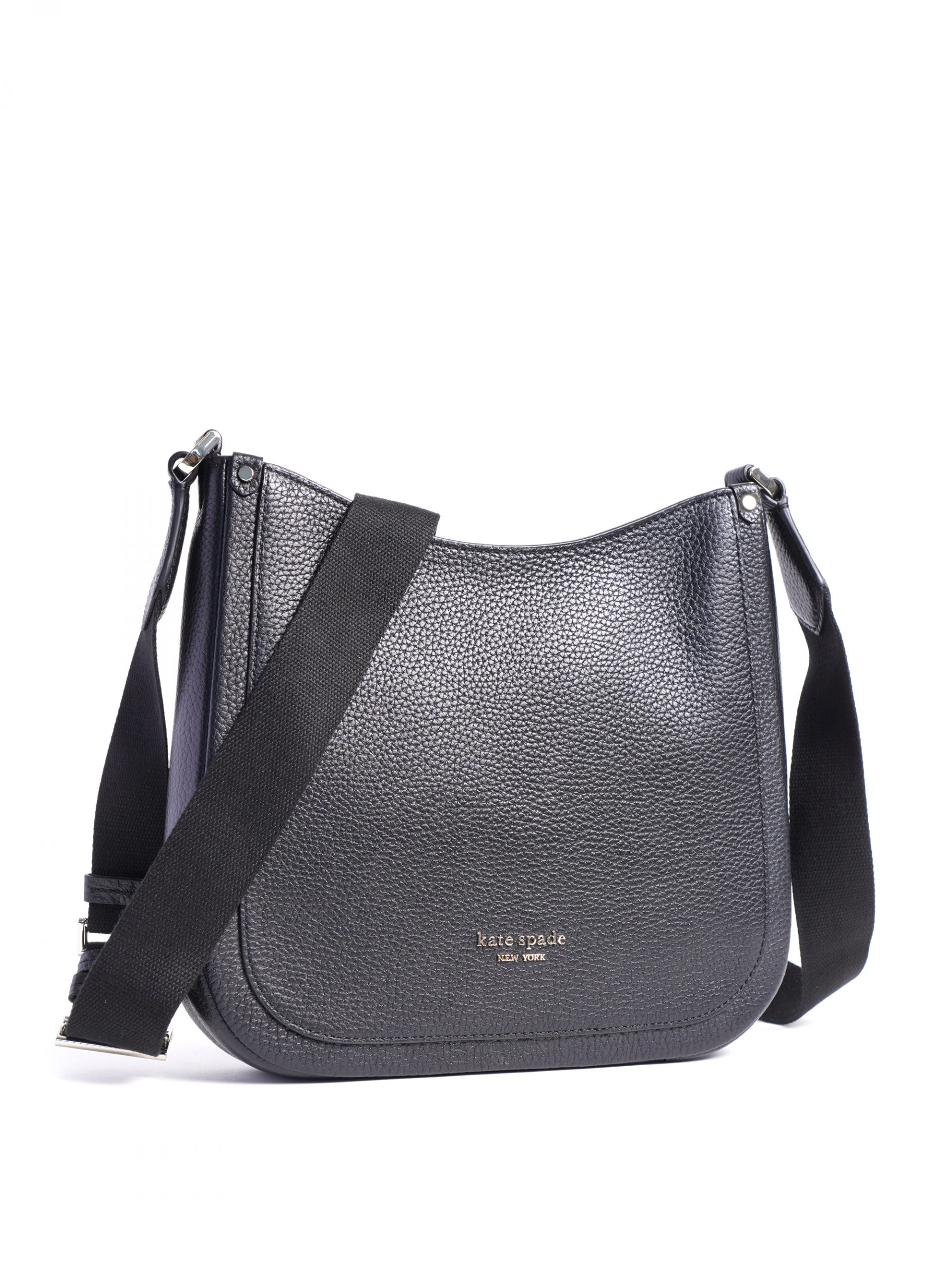 Kate Spade Medium Roulette Pebble Leather Crossbody Bag in Black