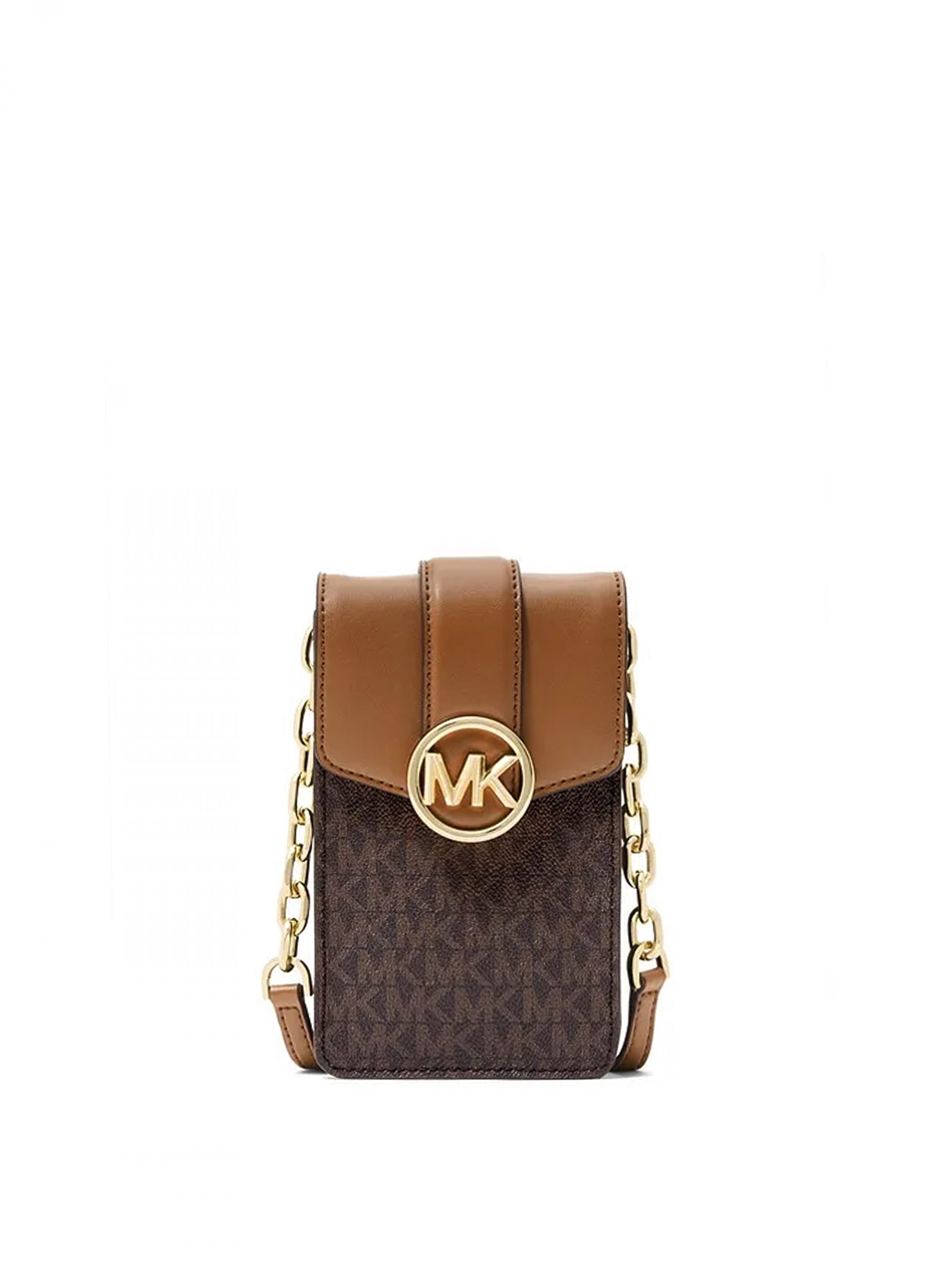 MICHAEL KORS CARMEN SMALL NS PHONE CROSSBODY BAG MK BROWN