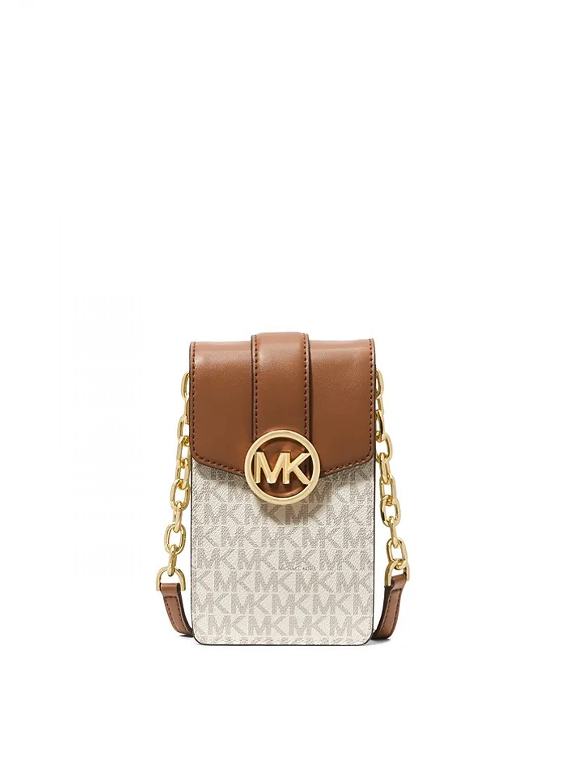 MICHAEL KORS CARMEN SMALL NS PHONE CROSSBODY BAG MK BROWN