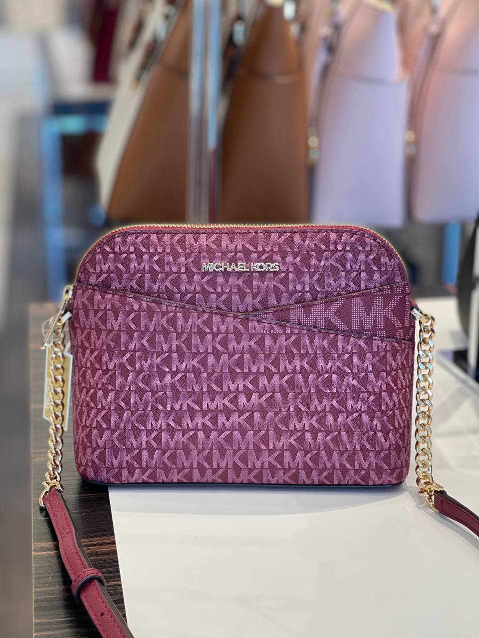 Michael Kors Jet Set Travel Medium Dome Crossbody Signature Mulberry