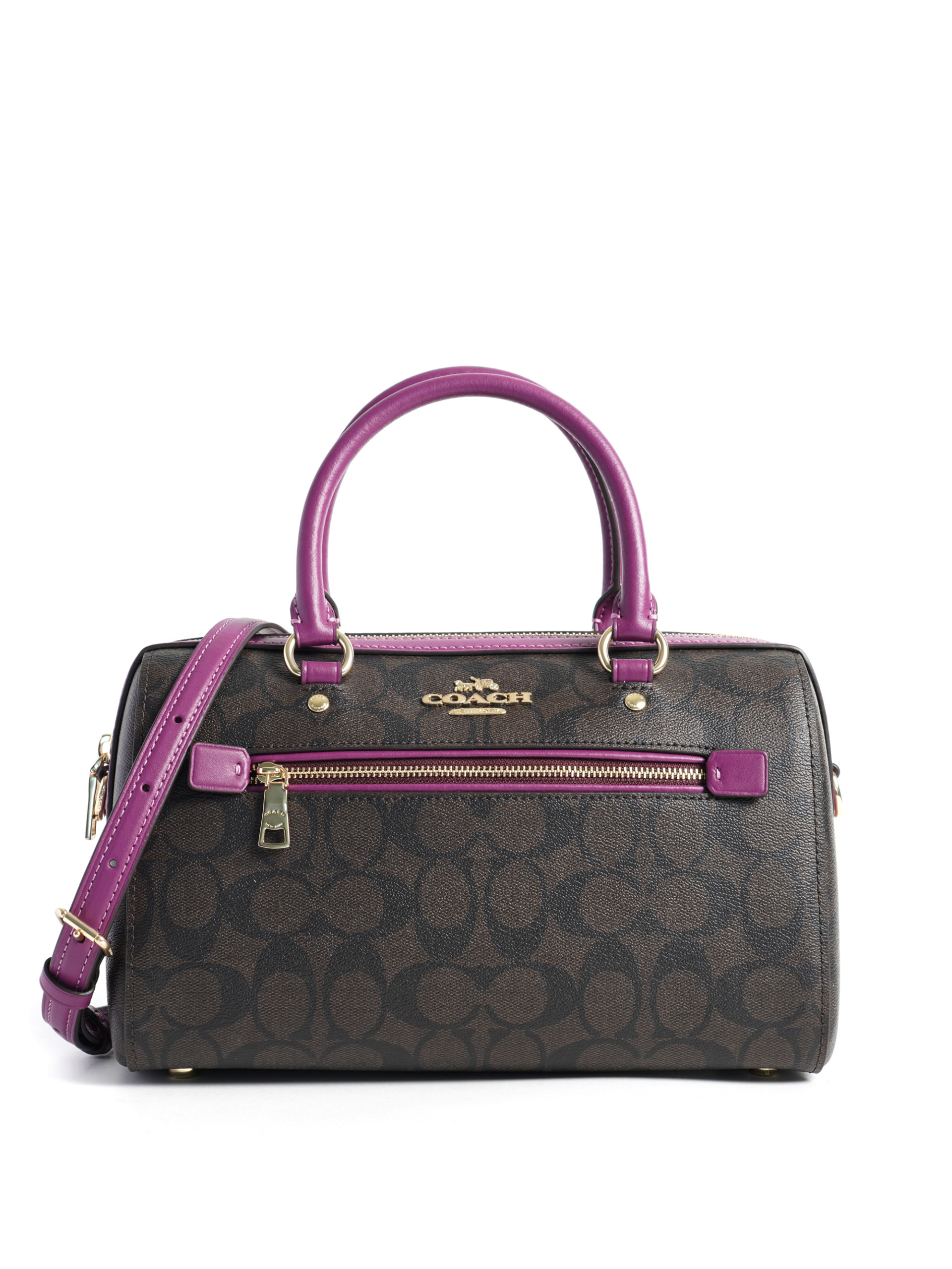 AS IS Coach Rowan Satchel Signature Dark Magenta Averand