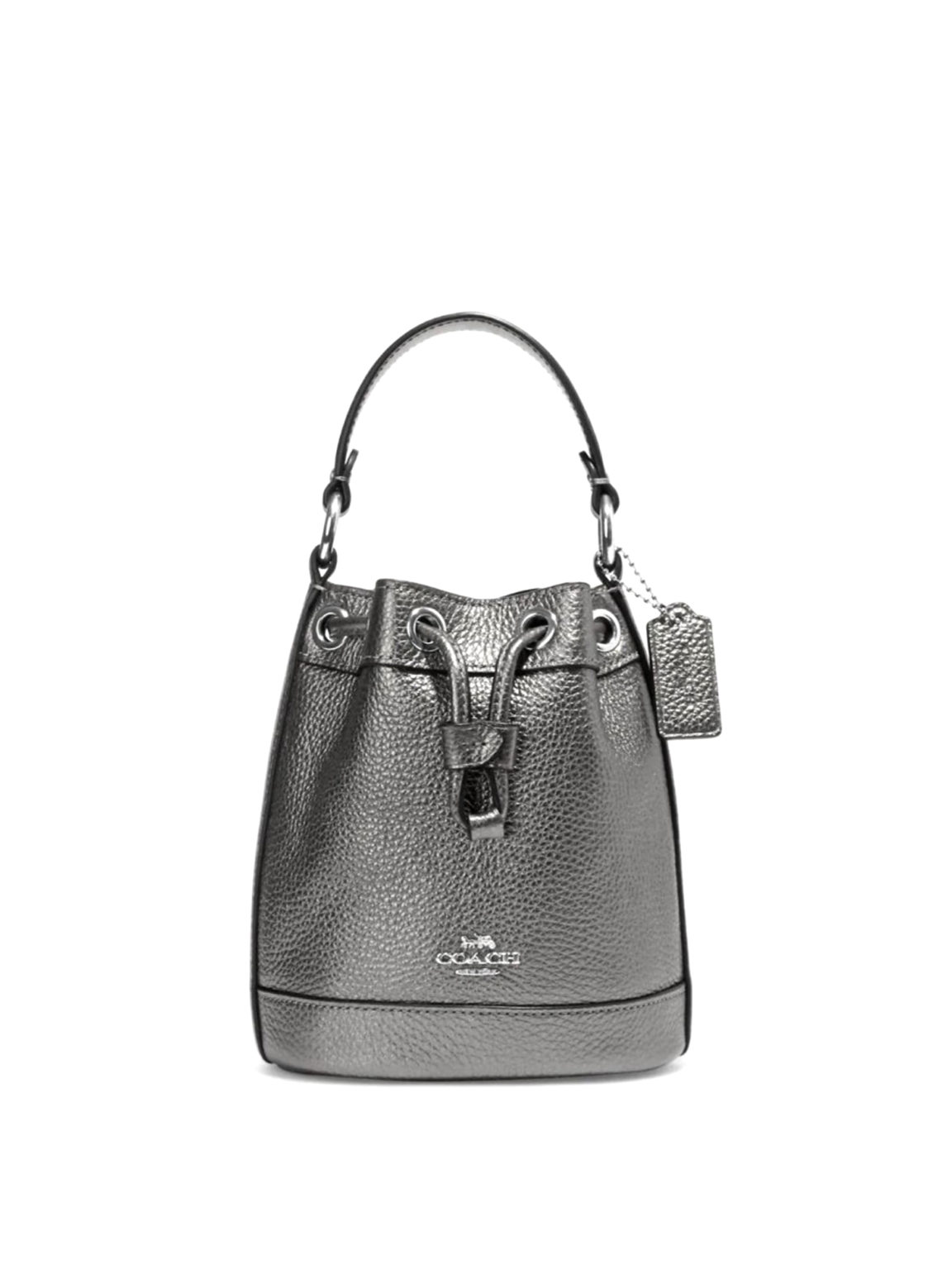 Coach Dempsey Drawstring Bucket Bag 15 Metalic Gunmetal Averand
