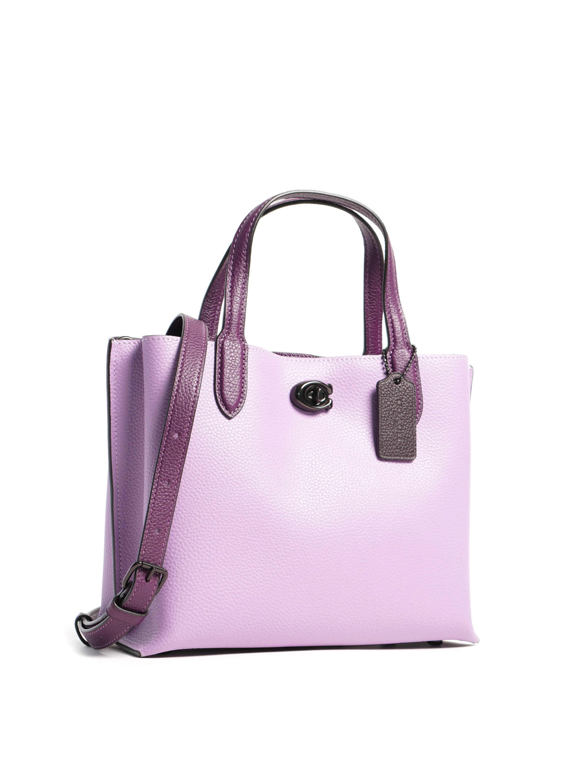 NWT Coach Leather WILLOW Tote 24 /COLOR:Pewter/Violet Orchid
