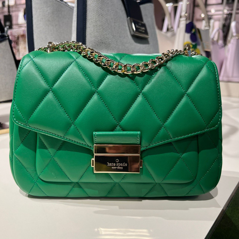 Kate Spade Carey Small Flap Shoulder Bag Green Bean - Averand