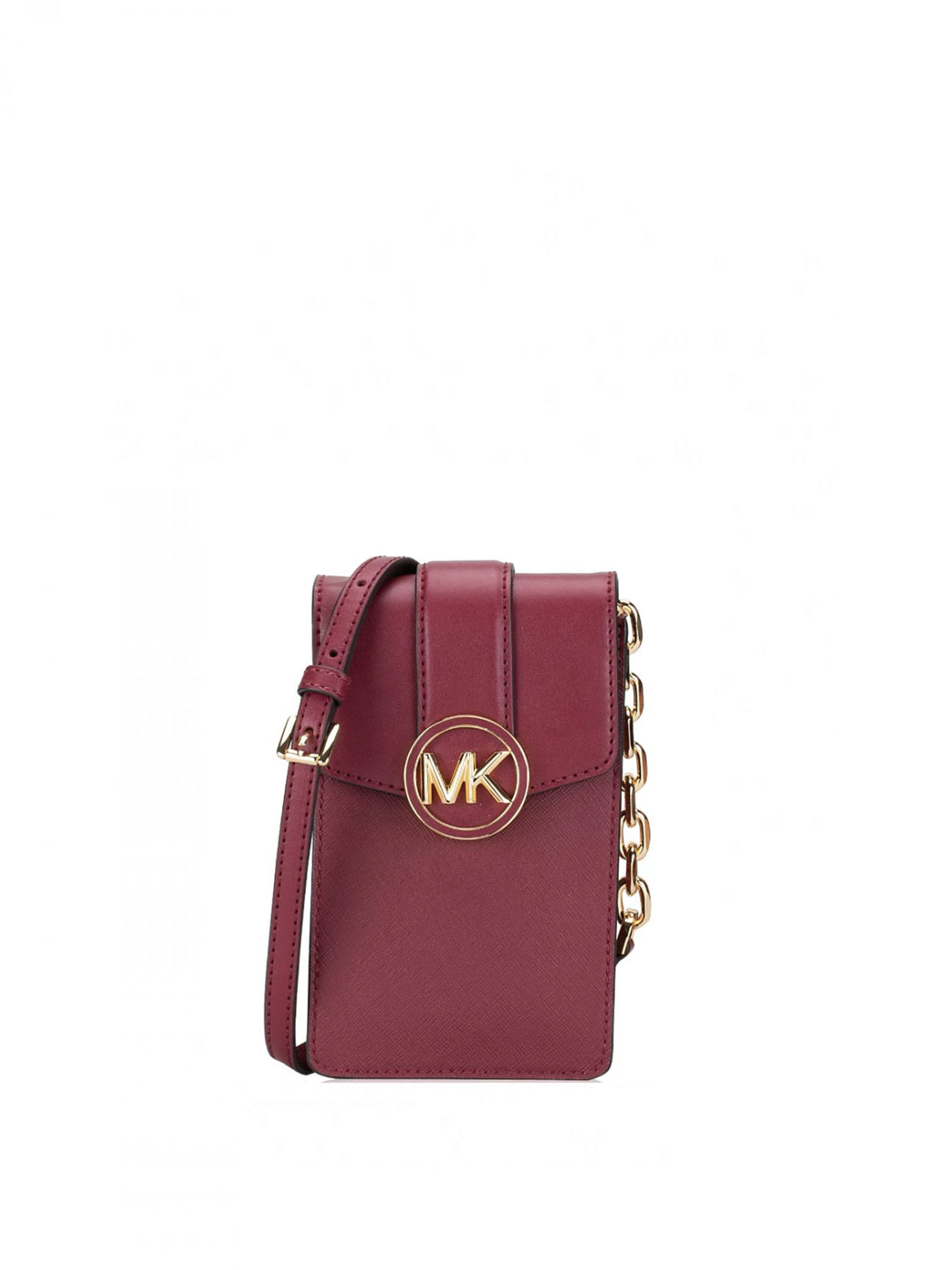 MICHAEL KORS CARMEN SMALL NS PHONE CROSSBODY BAG MK BROWN