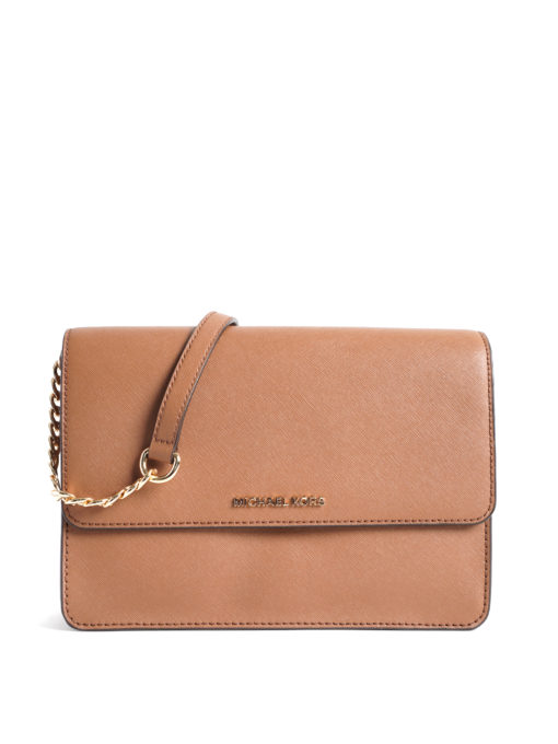 Michael Kors Daniela Large Gusset Crossbody Leather Bag In Oregano