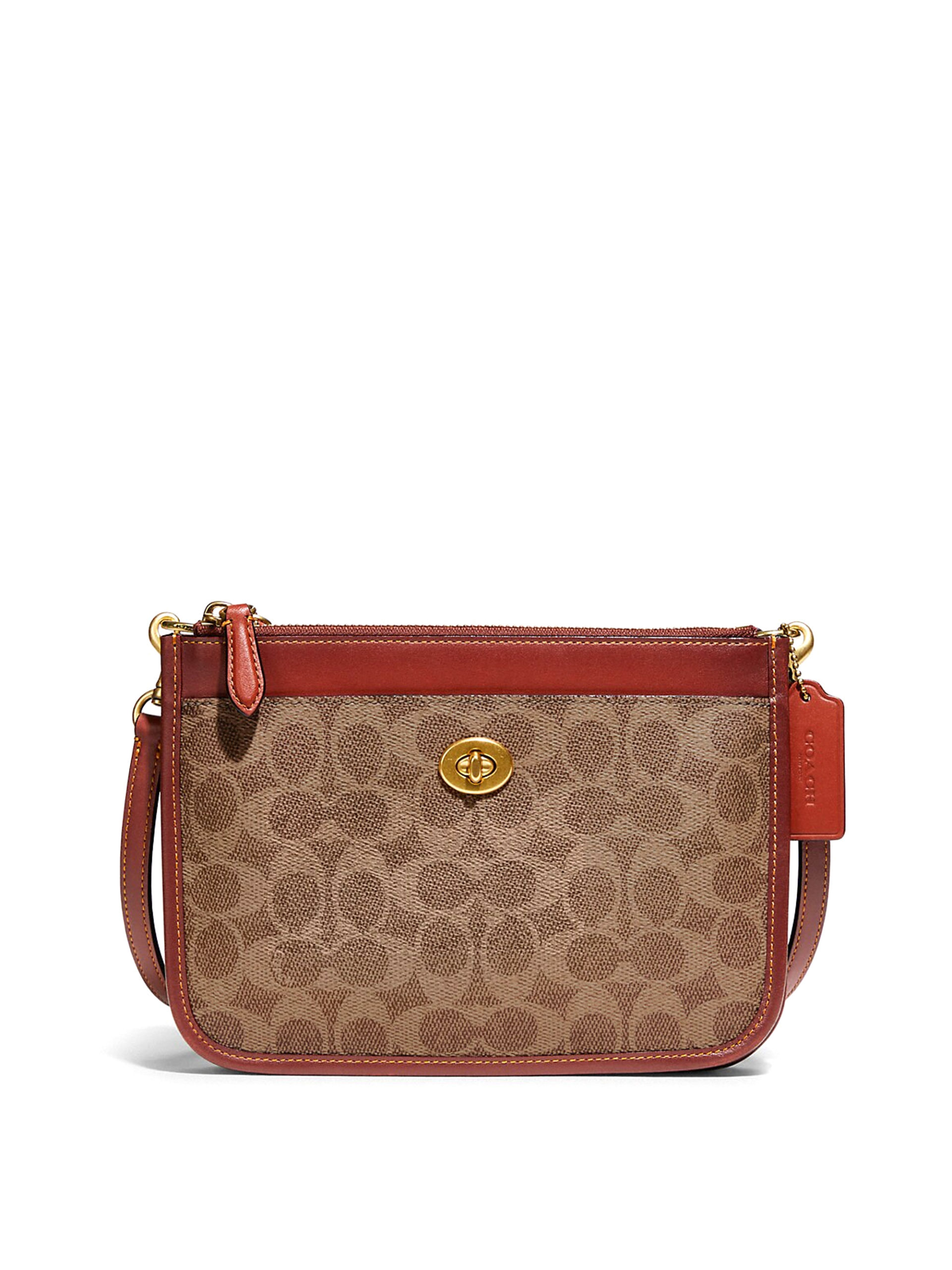Coach Slim Turnlock Crossbody Signature Tan Rust Averand
