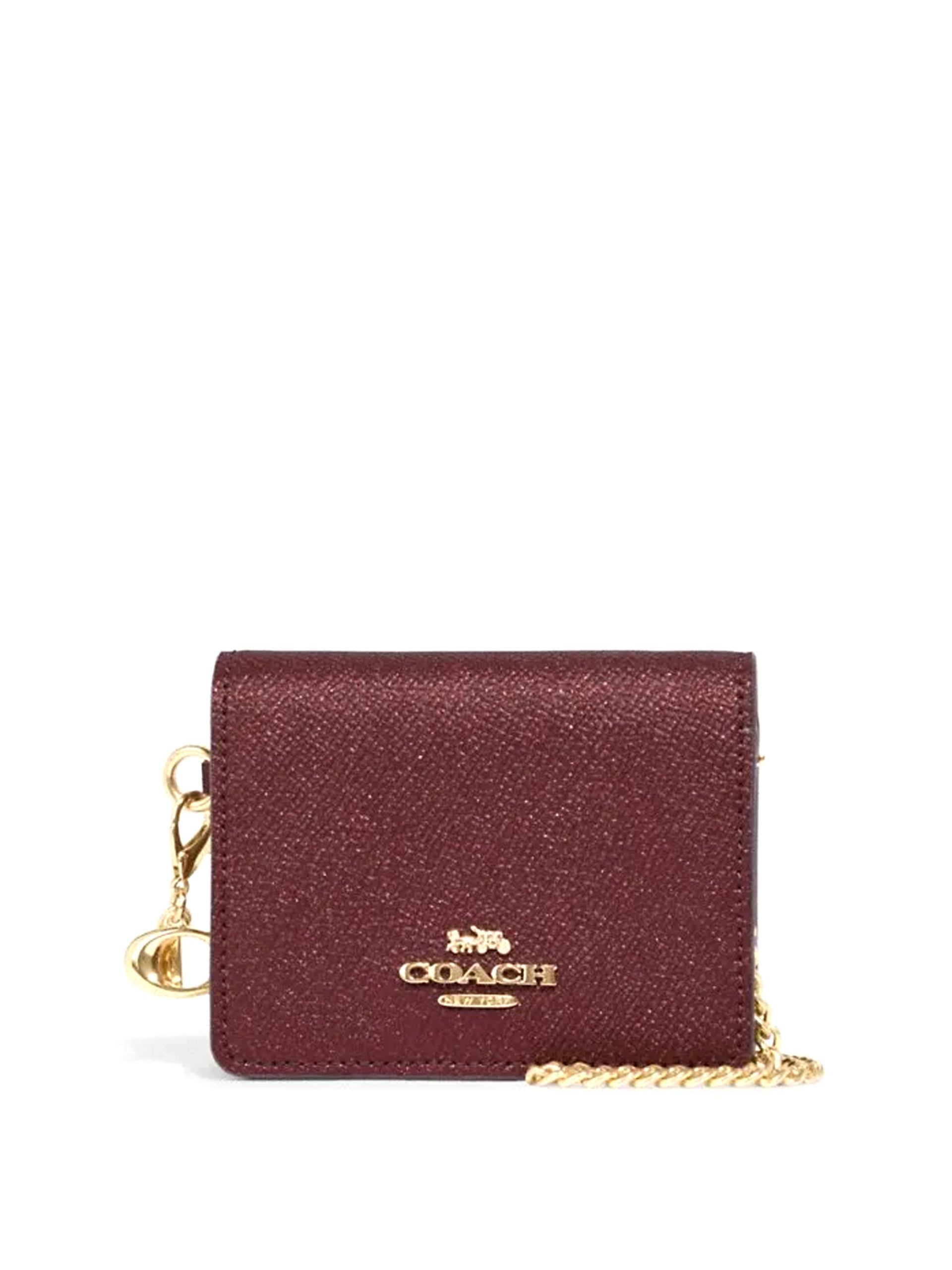 Coach Boxed Mini Wallet On A Chain Black Cherry Averand