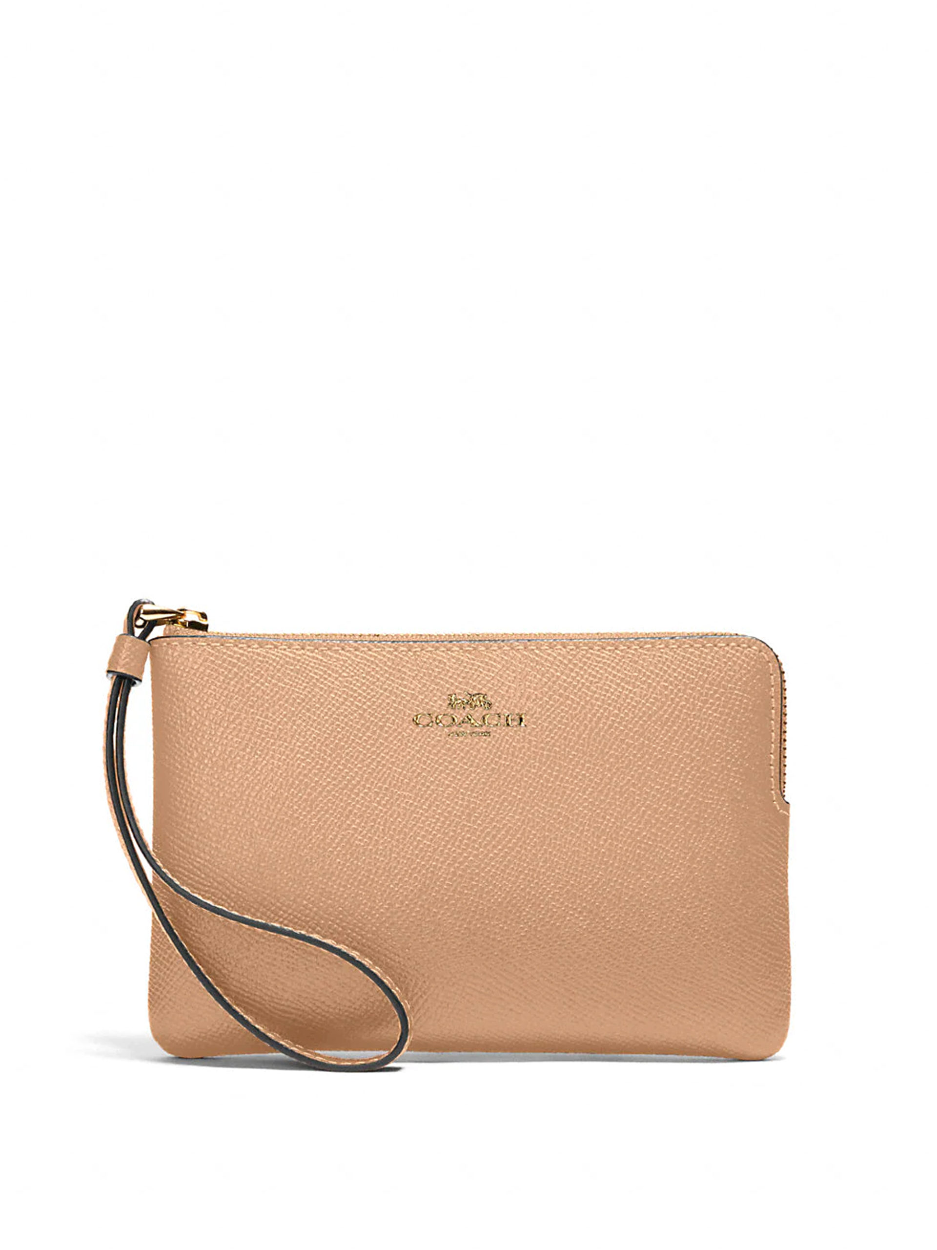 Coach Corner Zip Wristlet Taupe Averand