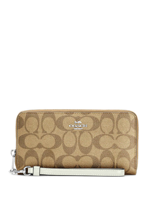 Coach Long Zip Around Wallet Signature Light Light Sage Averand