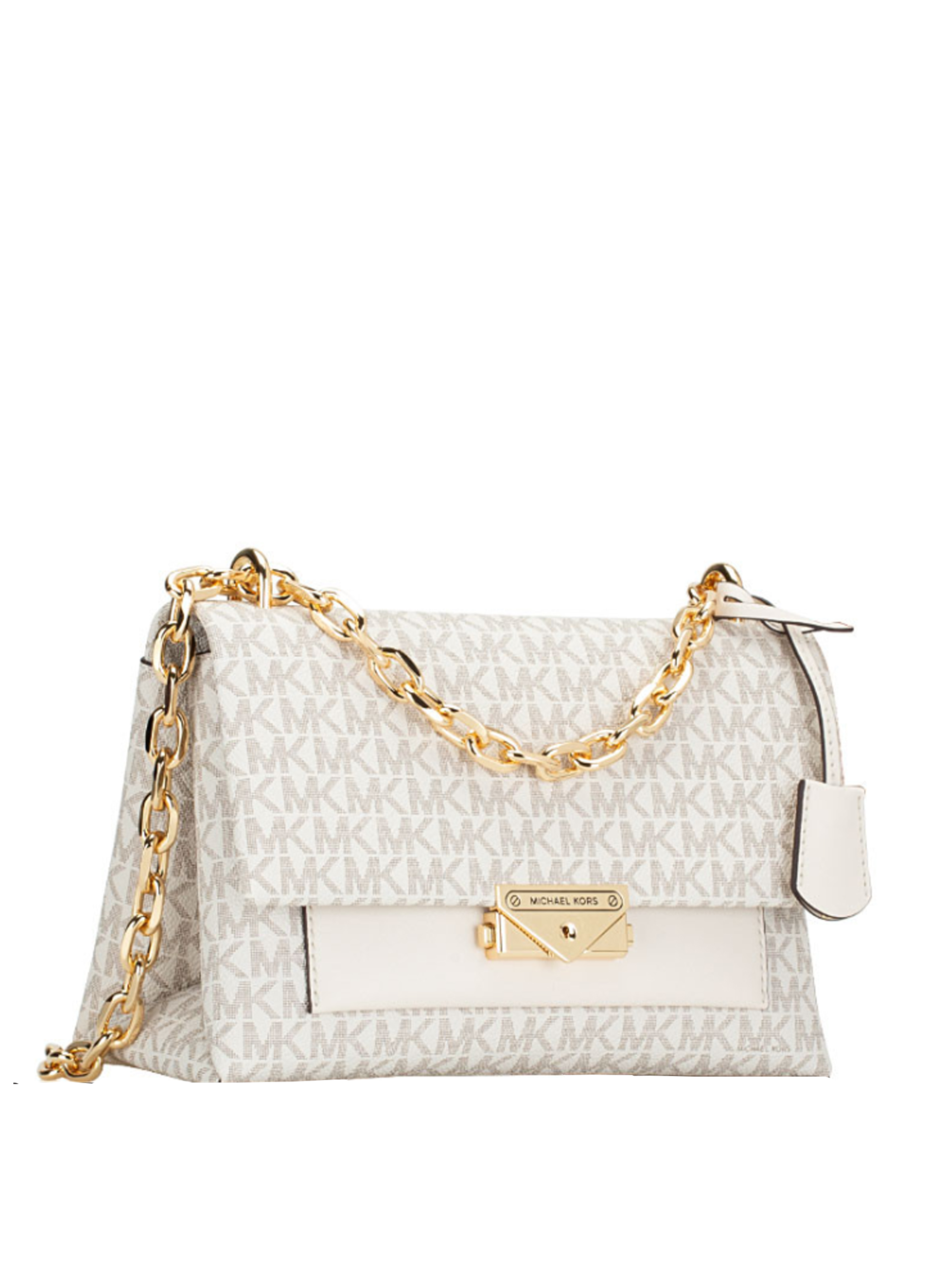 Michael Kors Cece Medium Flap Signature Light Creme - Averand