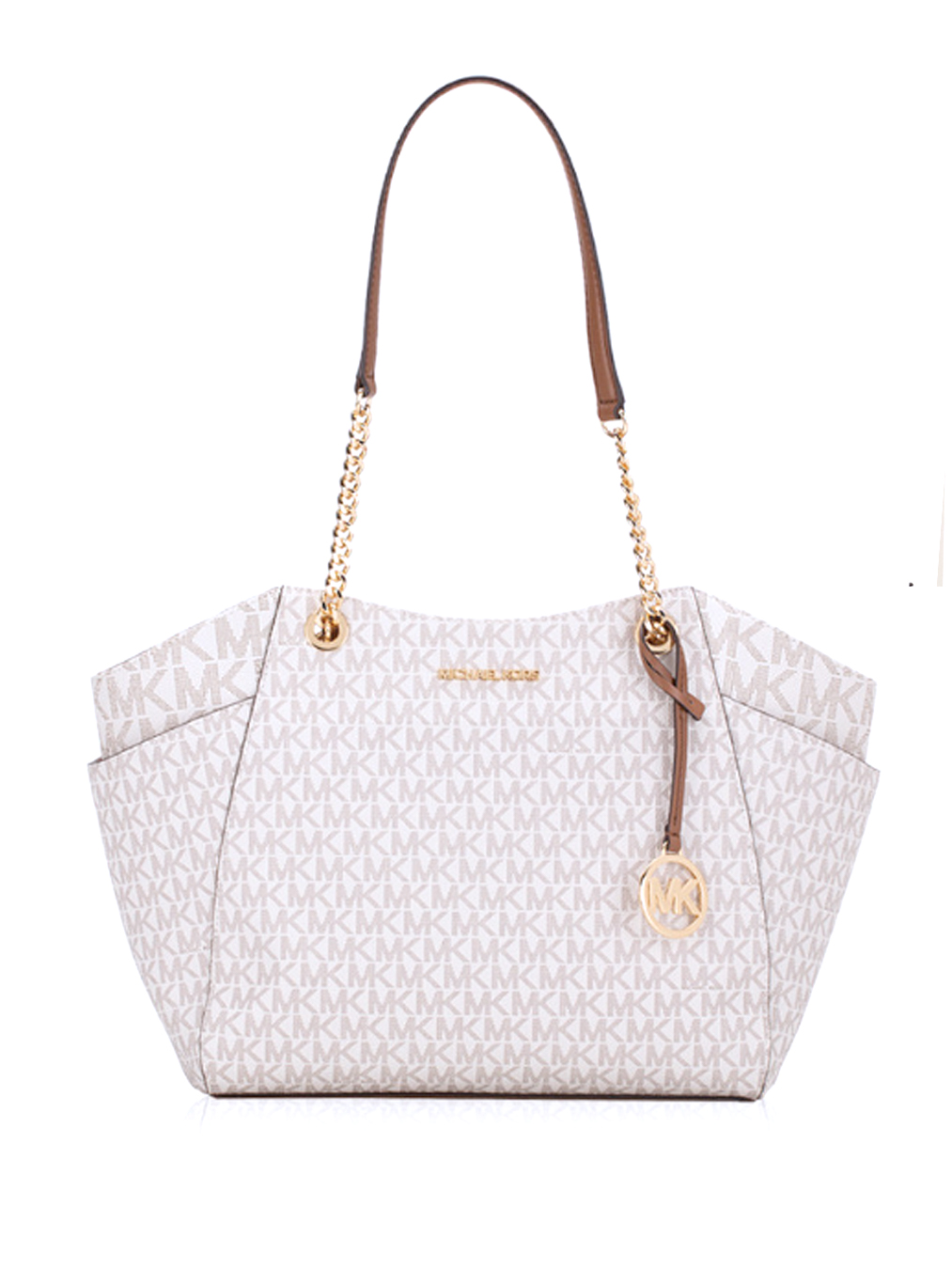 Michael Kors Jet Set Travel Large Chain Shoulder Tote Signature Vanilla Averand